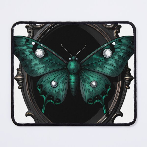Item preview, Gothic Luna Moth Emerald Obsidian Scrying Mirror designed and sold by IllumeInk.