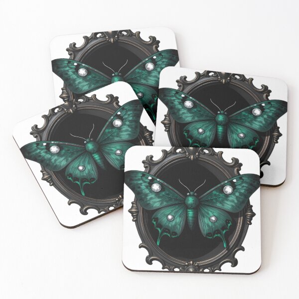 Item preview, Gothic Luna Moth Emerald Obsidian Scrying Mirror designed and sold by IllumeInk.