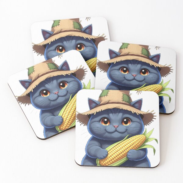 Item preview, Cute Scarecrow British Shorthair Cat Hugging Sweet Harvest Corn designed and sold by pumsquare.