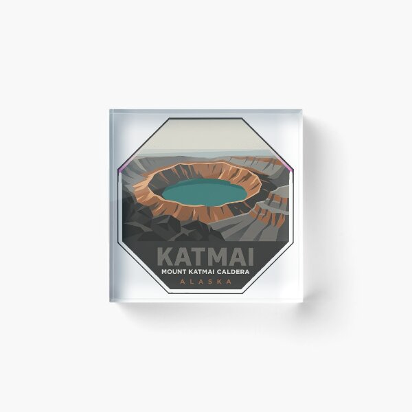 Item preview, Mount Katmai Caldera Crater Lake Octagon Sticker designed and sold by DetourDgn.