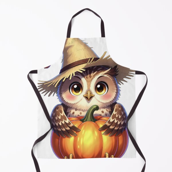 Item preview, Cute Scarecrow Tawny Owl Perched on Golden Harvest Pumpkin designed and sold by pumsquare.
