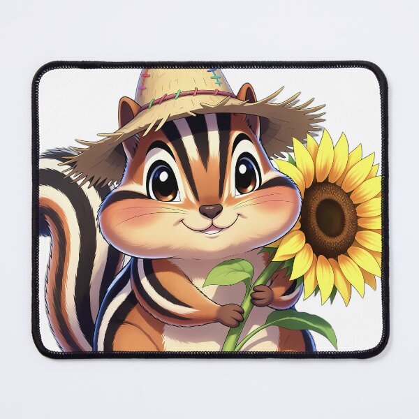Item preview, Cute Scarecrow Chipmunk Hugging Golden Sunflower designed and sold by pumsquare.