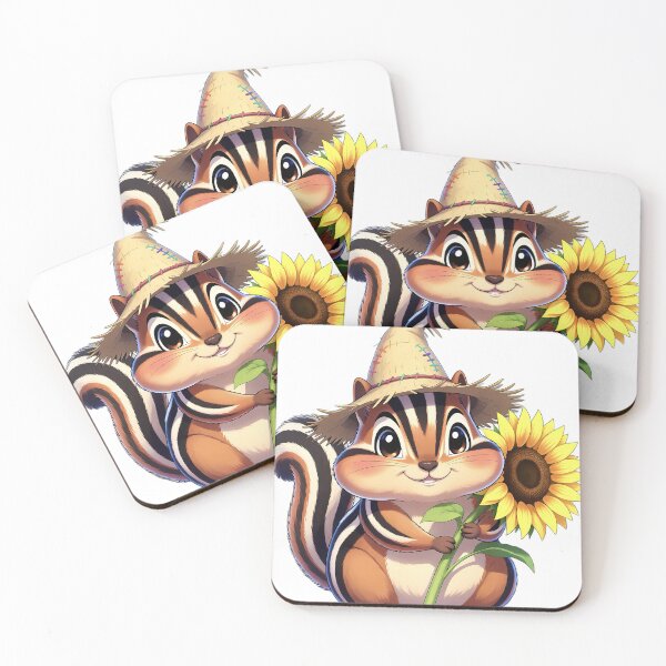 Item preview, Cute Scarecrow Chipmunk Hugging Golden Sunflower designed and sold by pumsquare.