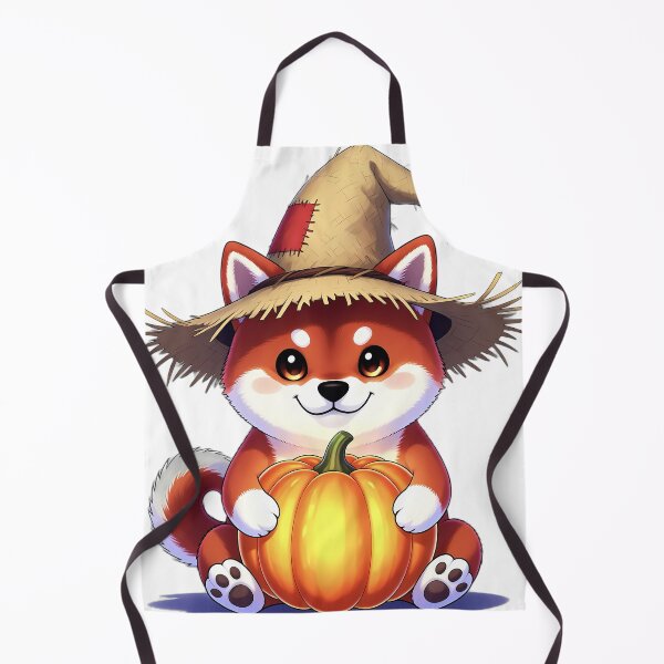 Item preview, Cute Scarecrow Shiba Inu Puppy Hugging Autumn Harvest Pumpkin designed and sold by pumsquare.
