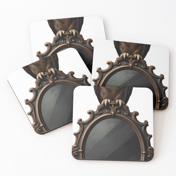 Item preview, Gothic Great Horned Owl Dark Slate Scrying Mirror designed and sold by IllumeInk.
