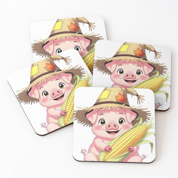 Item preview, Cute Scarecrow Baby Piglet Hugging Sweet Harvest Corn designed and sold by pumsquare.