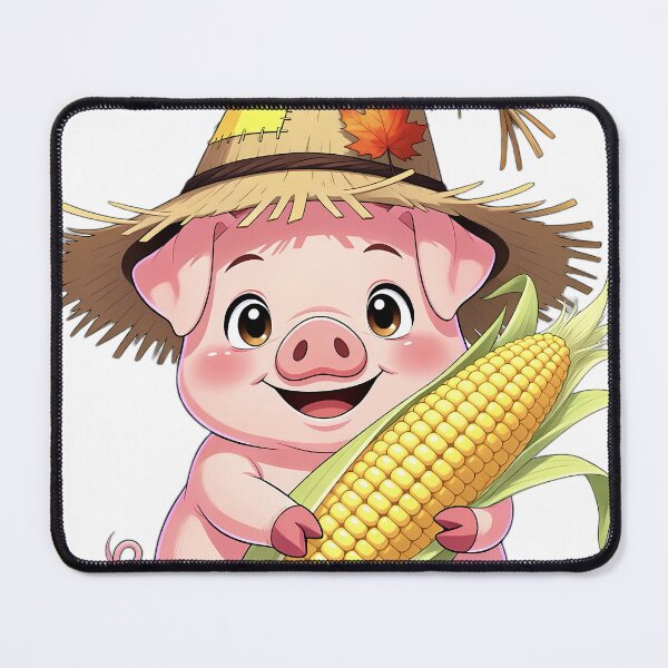 Item preview, Cute Scarecrow Baby Piglet Hugging Sweet Harvest Corn designed and sold by pumsquare.
