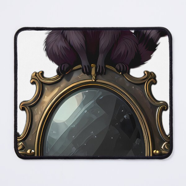 Item preview, Gothic Raccoon Familiar Antique Brass Scrying Mirror designed and sold by IllumeInk.