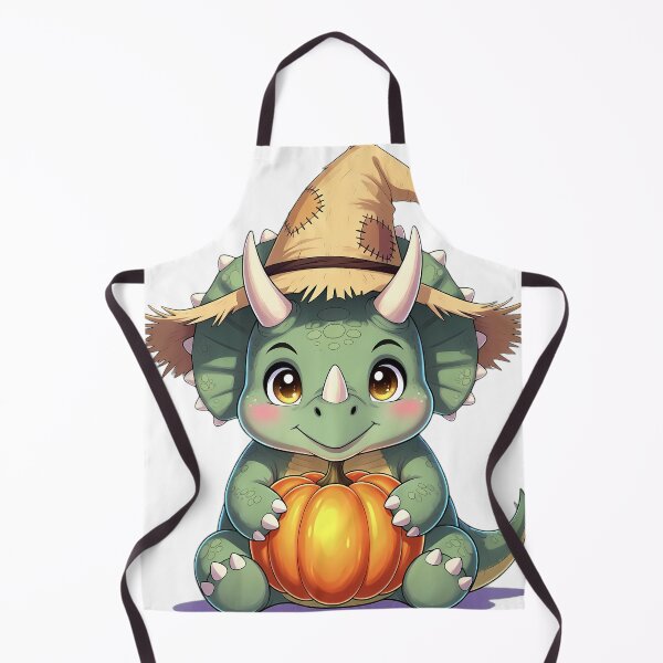 Item preview, Cute Scarecrow Chibi Triceratops Hugging Autumn Pumpkin designed and sold by pumsquare.