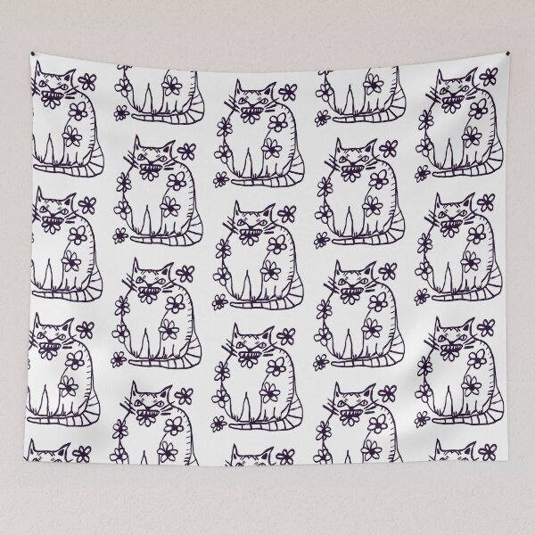 Item preview, Cat with Flowers designed and sold by wildjellybeans.