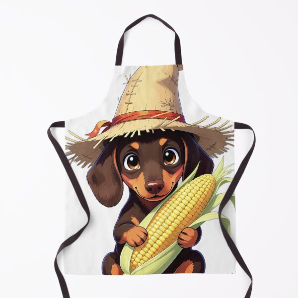 Item preview, Cute Scarecrow Dachshund Puppy Hugging Sweet Harvest Corn designed and sold by pumsquare.