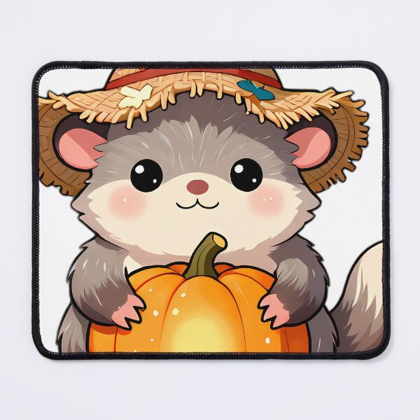 Item preview, Cute Scarecrow Possum Joey Hugging Autumn Harvest Pumpkin designed and sold by pumsquare.