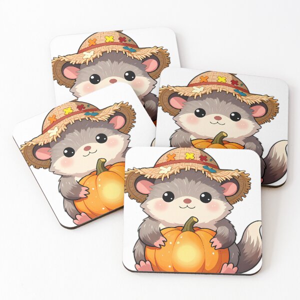 Item preview, Cute Scarecrow Possum Joey Hugging Autumn Harvest Pumpkin designed and sold by pumsquare.
