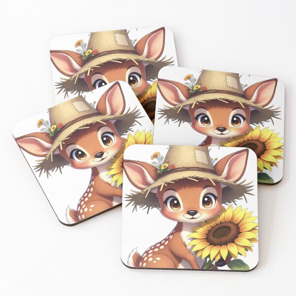 Item preview, Cute Scarecrow Baby Deer Fawn Hugging Golden Sunflower designed and sold by pumsquare.