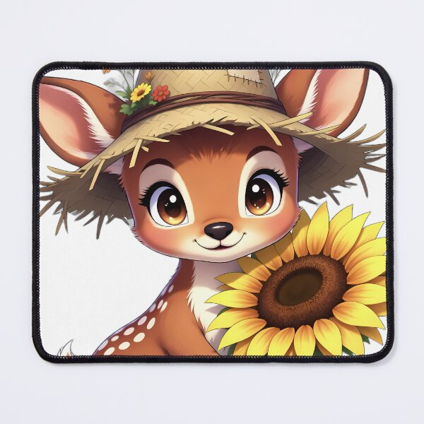 Item preview, Cute Scarecrow Baby Deer Fawn Hugging Golden Sunflower designed and sold by pumsquare.