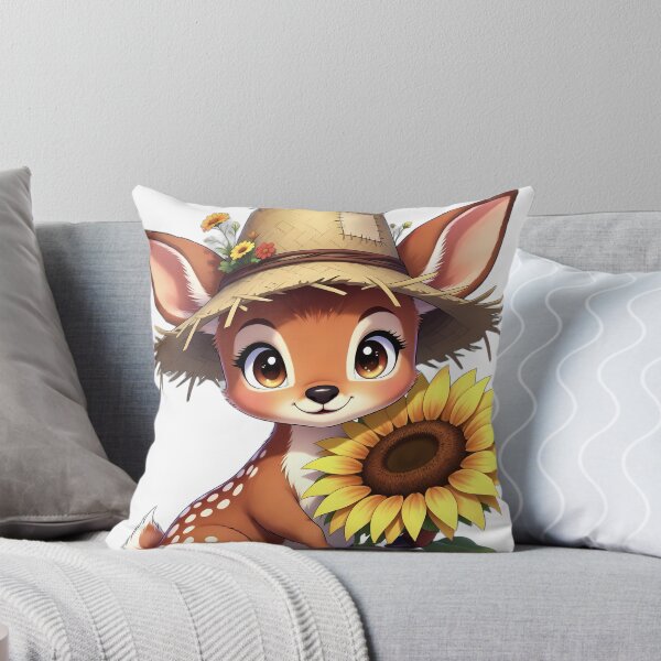 Item preview, Cute Scarecrow Baby Deer Fawn Hugging Golden Sunflower designed and sold by pumsquare.