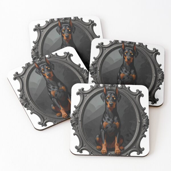 Item preview, Gothic Doberman Hound Pup Baroque Pewter Scrying Mirror designed and sold by IllumeInk.