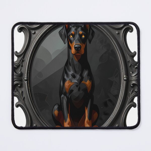 Item preview, Gothic Doberman Hound Pup Baroque Pewter Scrying Mirror designed and sold by IllumeInk.
