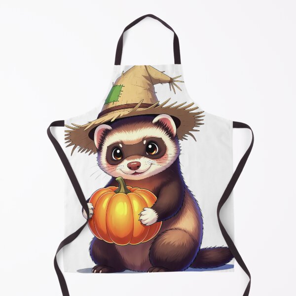 Item preview, Cute Scarecrow Ferret Hugging Autumn Harvest Pumpkin designed and sold by pumsquare.