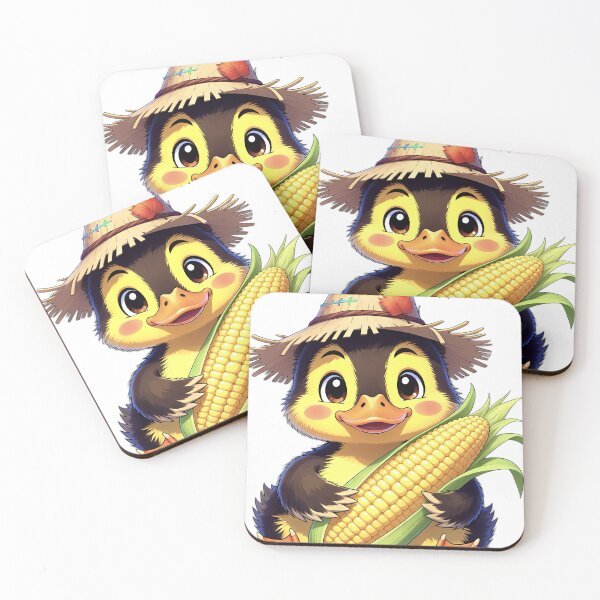 Item preview, Cute Scarecrow Mallard Duckling Hugging Sweet Harvest Corn designed and sold by pumsquare.