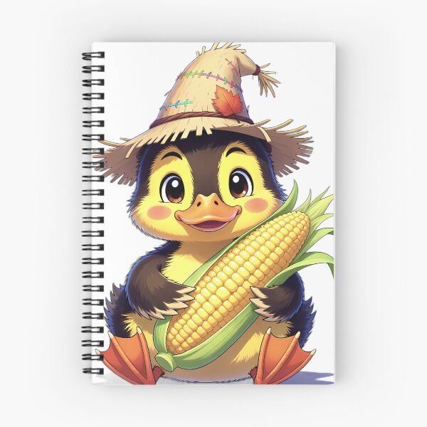 Item preview, Cute Scarecrow Mallard Duckling Hugging Sweet Harvest Corn designed and sold by pumsquare.