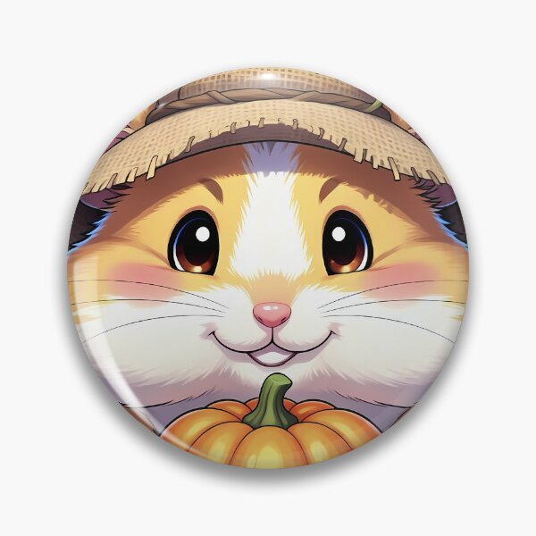 Item preview, Cute Scarecrow Hamster Hugging Mini Autumn Pumpkin designed and sold by pumsquare.