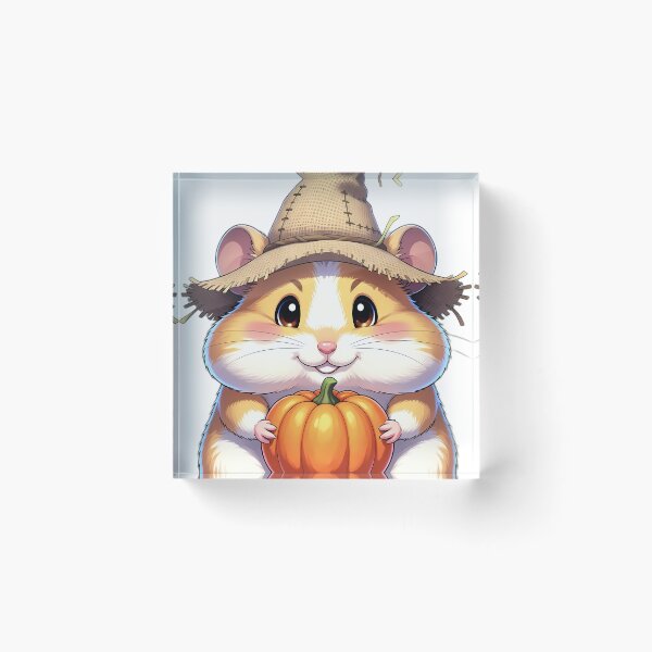 Item preview, Cute Scarecrow Hamster Hugging Mini Autumn Pumpkin designed and sold by pumsquare.