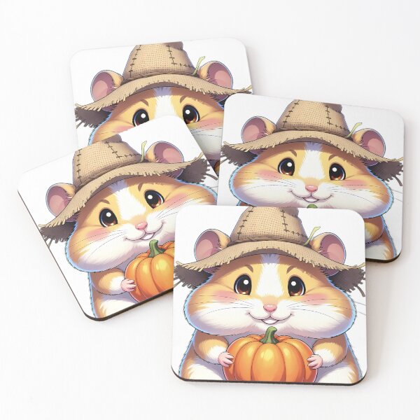 Item preview, Cute Scarecrow Hamster Hugging Mini Autumn Pumpkin designed and sold by pumsquare.