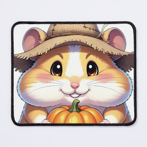 Item preview, Cute Scarecrow Hamster Hugging Mini Autumn Pumpkin designed and sold by pumsquare.