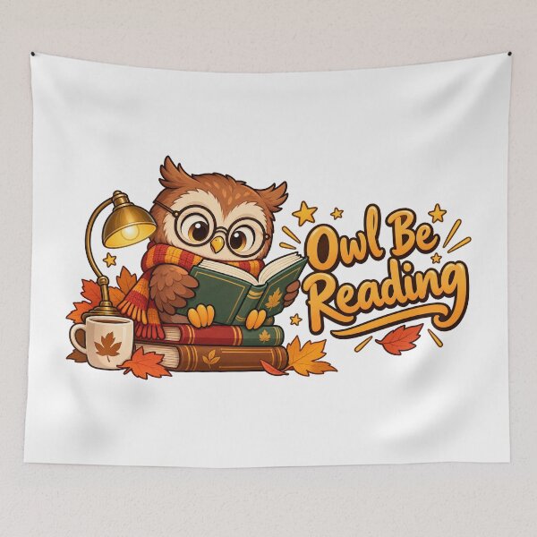 Aperçu de l'œuvre Owl Be Reading – Cute Book Lover Owl Cartoon créée et vendue par Isliath.