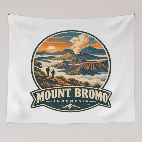 Item preview, Mount Bromo Indonesia Vintage Volcano Travel Poster Shirt designed and sold by Globalcitytees.