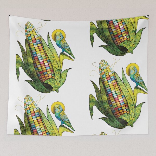 Item preview, Rainbow Glass Gem Corn and Budgie Parrot designed and sold by Karin Taylor.