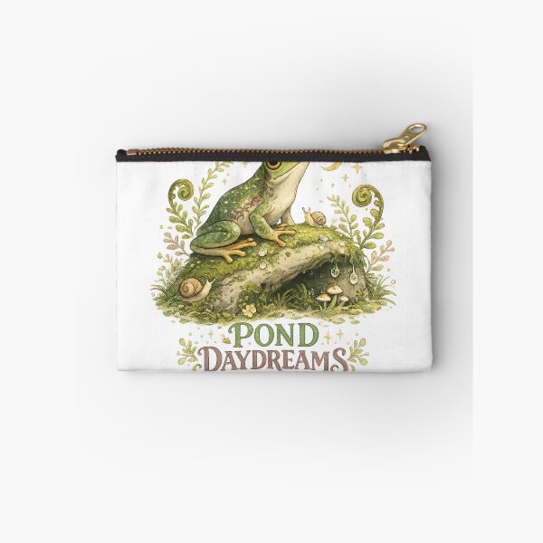 Item preview, Pond Daydreams Frog Snail Crescent Moon Cottagecore Woodland Art designed and sold by inkoutninja.