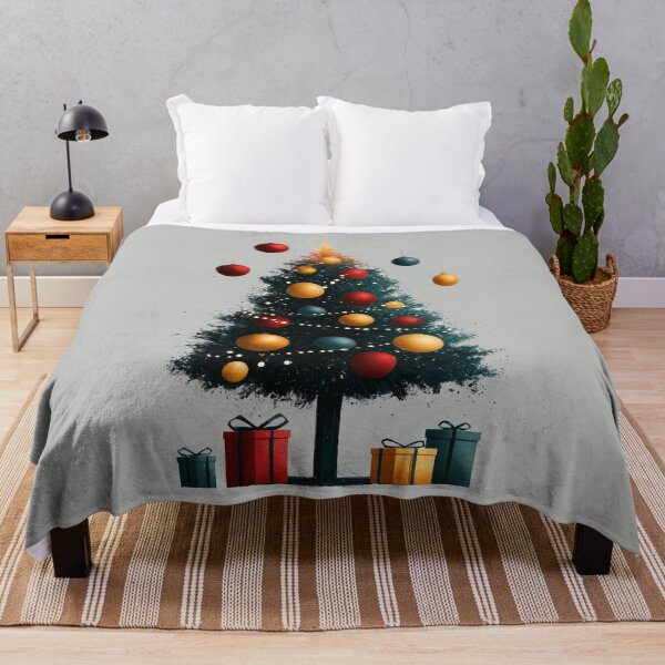 Item preview, Festive Christmas Tree with Colorful Floating Ornaments designed and sold by colorful-white.
