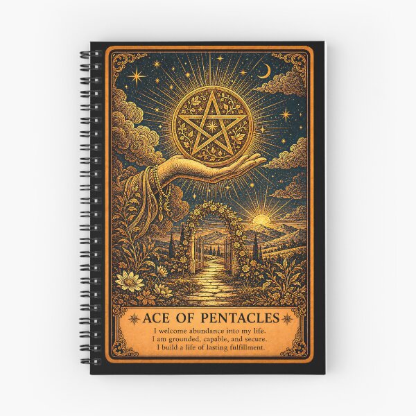 Item preview, Ace of Pentacles Tarot Card - Mystical Prosperity & New Beginnings Art designed and sold by ArcanaAbsolute.
