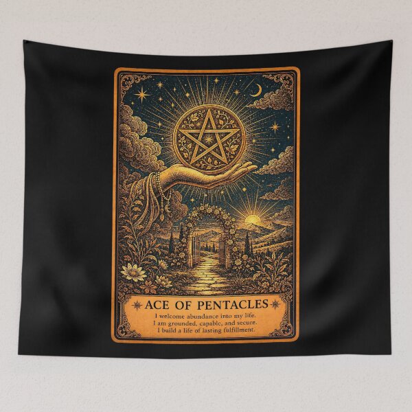Item preview, Ace of Pentacles Tarot Card - Mystical Prosperity & New Beginnings Art designed and sold by ArcanaAbsolute.