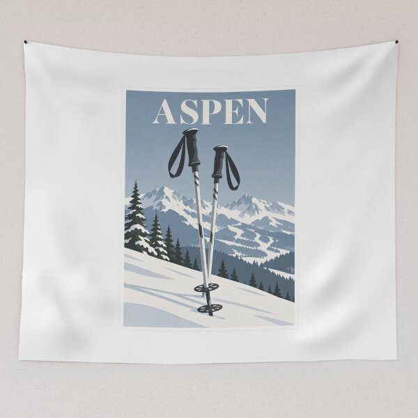 Item preview, Aspen Ski Poles Winter Travel Poster designed and sold by Beyond Destinations.