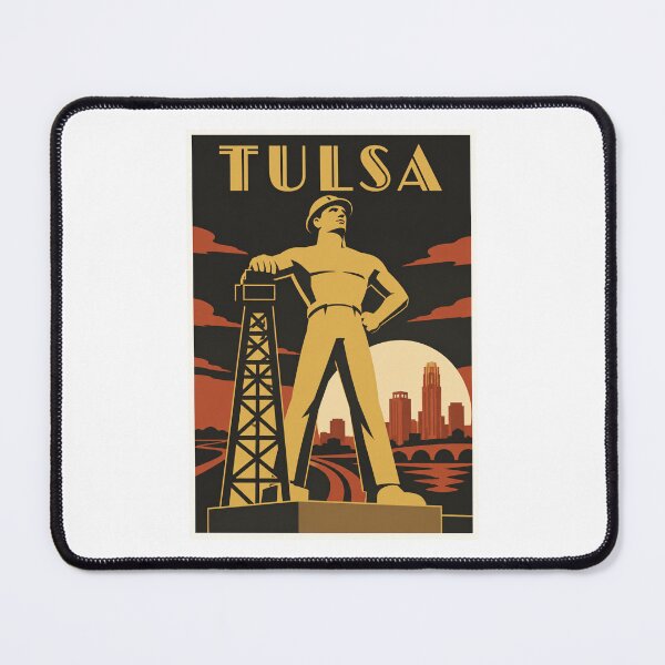 Item preview, Tulsa Golden Driller Vintage Travel Poster designed and sold by Beyond Destinations.