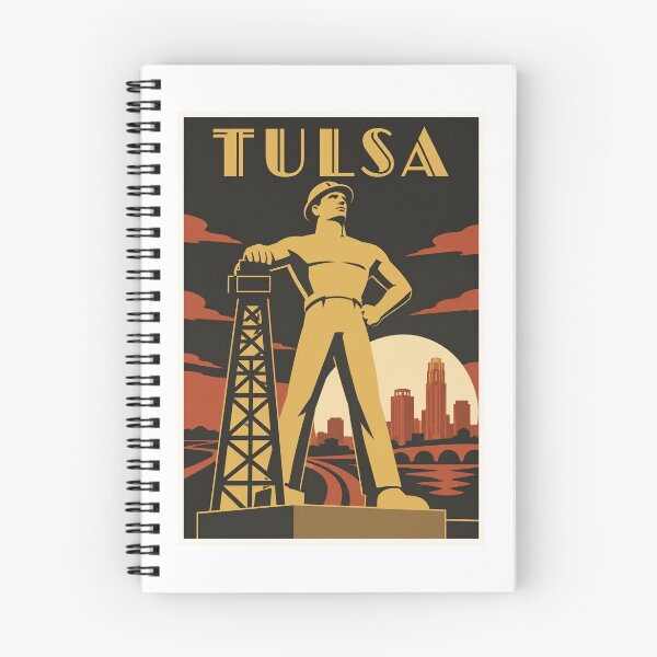 Item preview, Tulsa Golden Driller Vintage Travel Poster designed and sold by Beyond Destinations.