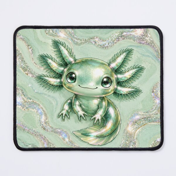 Item preview, Green Axolotl on Chrome Marble designed and sold by Axokris.