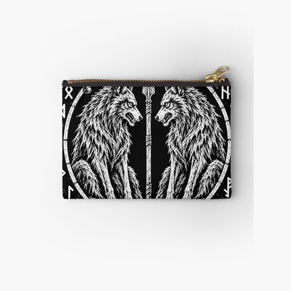 Item preview, Two Wolves and the Spear — Norse Rune Circle designed and sold by Skoelgrim.