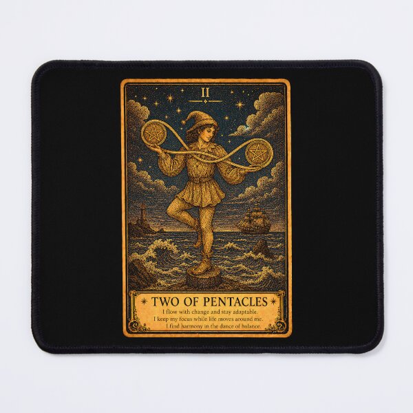 Item preview, Two of Pentacles Tarot Card - Balance & Adaptability Art designed and sold by ArcanaAbsolute.