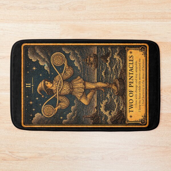 Item preview, Two of Pentacles Tarot Card - Balance & Adaptability Art designed and sold by ArcanaAbsolute.