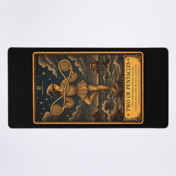 Item preview, Two of Pentacles Tarot Card - Balance & Adaptability Art designed and sold by ArcanaAbsolute.