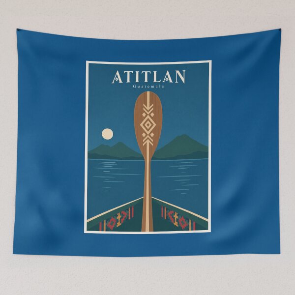 Item preview, Lake Atitlan Wooden Paddle Travel Poster designed and sold by Beyond Destinations.