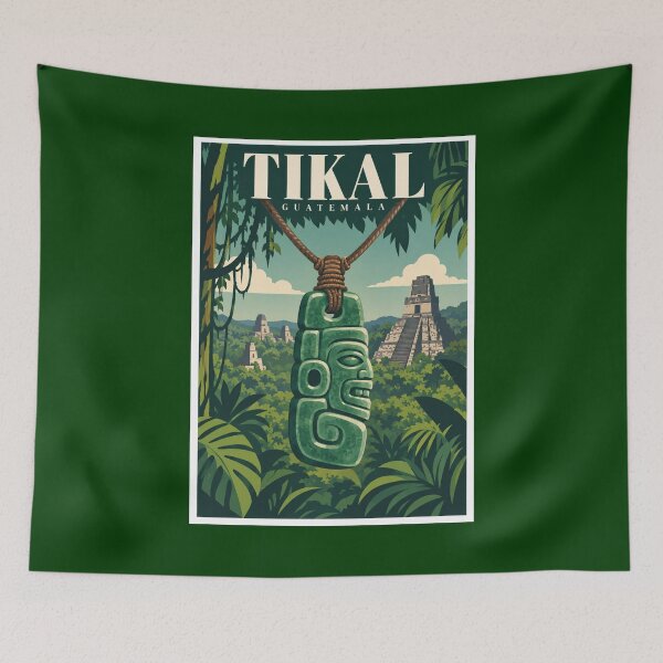 Item preview, Tikal Jade Pendant Jungle Travel Poster designed and sold by Beyond Destinations.