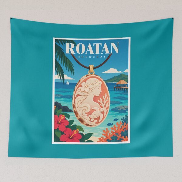 Item preview, Roatan Shell Cameo Tropical Travel Poster designed and sold by Beyond Destinations.