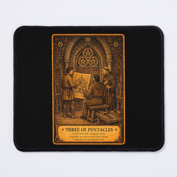 Item preview, Three of Pentacles Tarot Card - Craftsmanship & Collaboration Illustration designed and sold by ArcanaAbsolute.