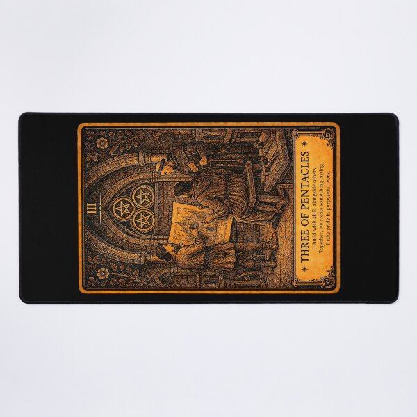 Item preview, Three of Pentacles Tarot Card - Craftsmanship & Collaboration Illustration designed and sold by ArcanaAbsolute.