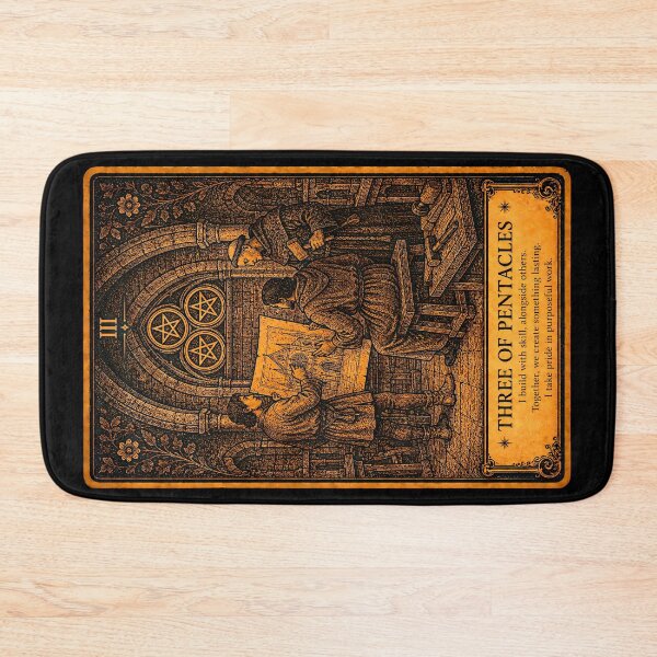 Item preview, Three of Pentacles Tarot Card - Craftsmanship & Collaboration Illustration designed and sold by ArcanaAbsolute.